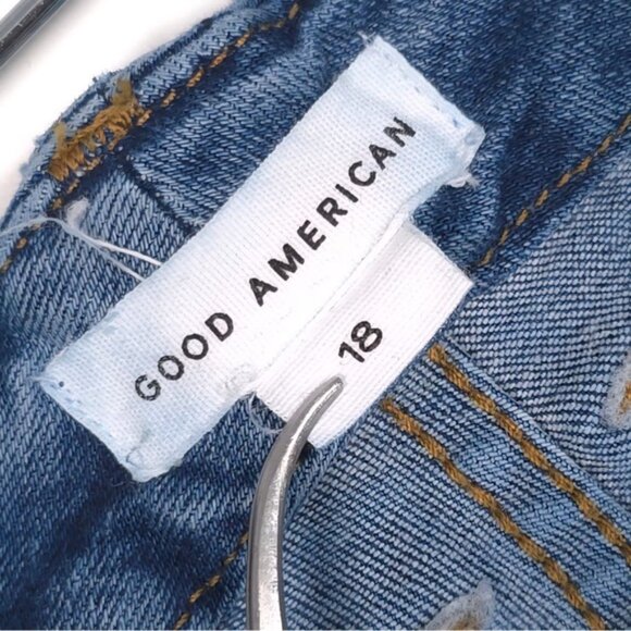 GOOD AMERICAN Women’s Jeans Distressed High Rise Blue 752 GLC873TINA Size 18 - Picture 4 of 14